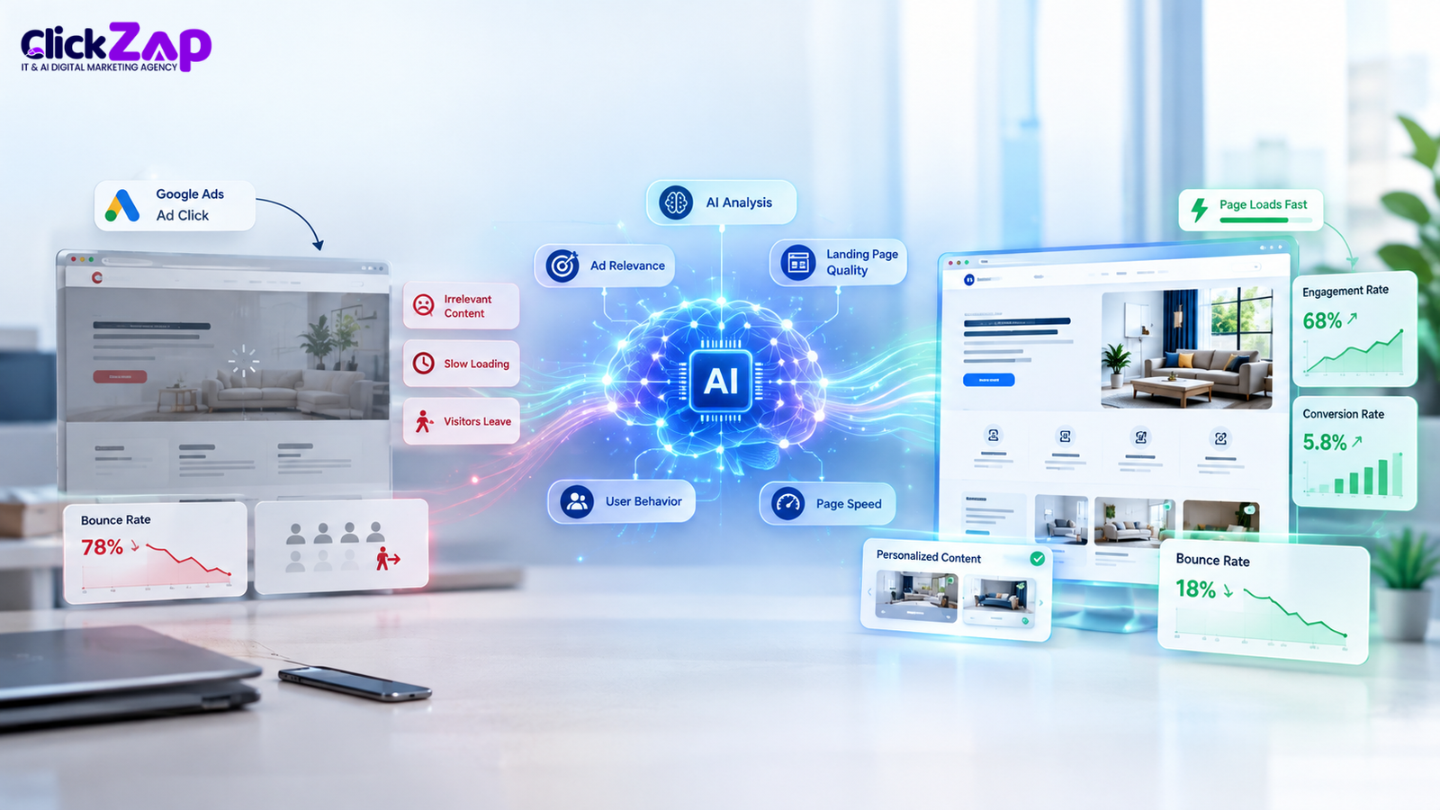 How AI Helps Reduce Google Ads Bounce Rates | AI Landing Page Optimization for Google Ads